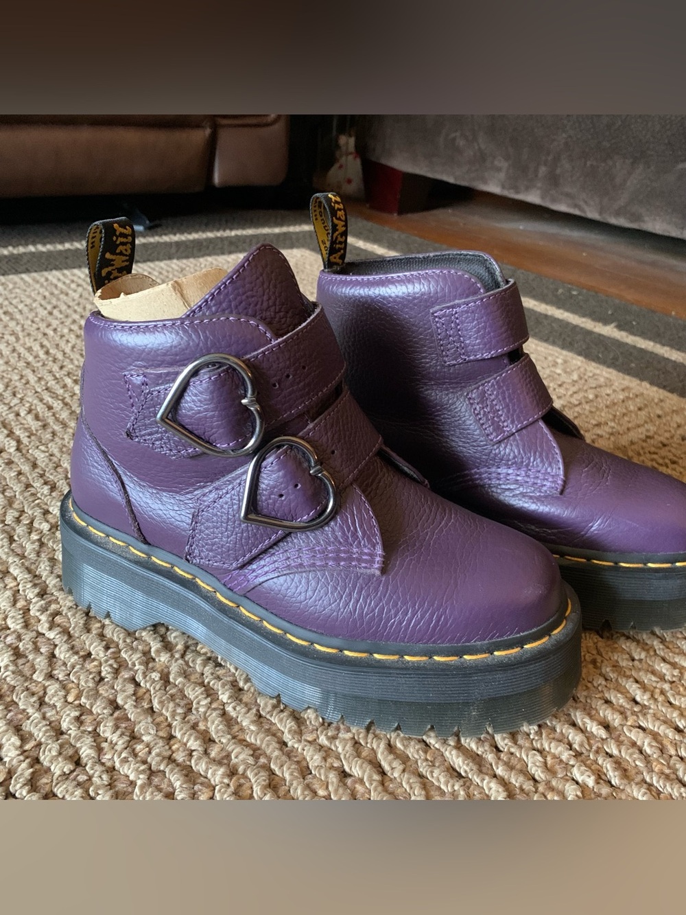 Dr. Martens Devon Heart Ankle Boots in Deep Purple - Picture 2 of 10